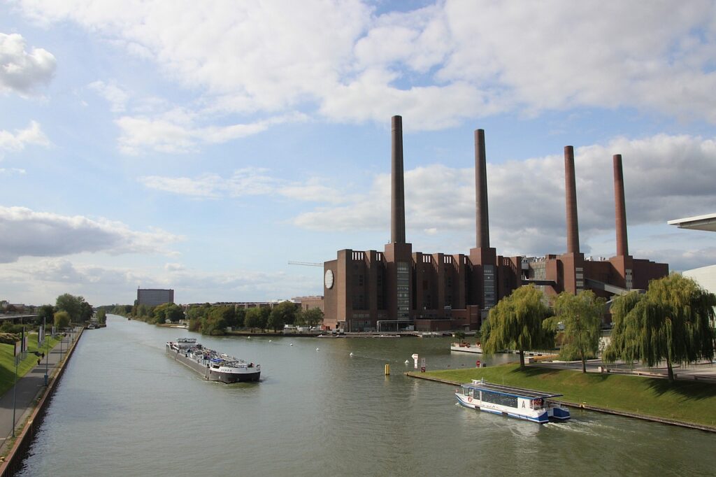 wolfsburg, old power plant, waterway